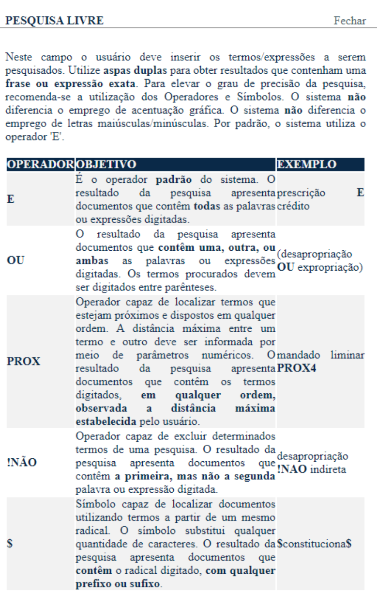 Tutorial de como utilizar os operadores lógicos e símbolos do TJPR